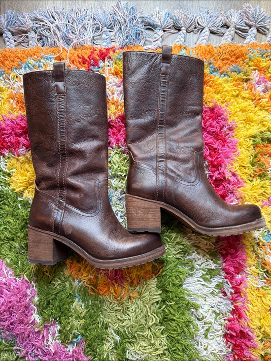 Anthropologie Shoes - Anthropologie Cleo + Wolf Dark Brown Leather Mid-Calf Block Heel Boots